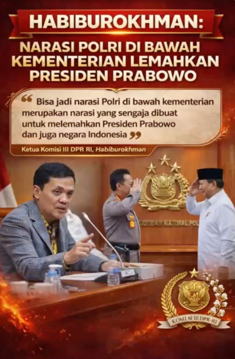 HD Net : Habiburokhman: Narasi Polri di Bawah Kementerian Lemahkan Presiden Prabowo